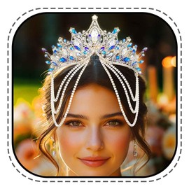 Evlry Wedding Bridal Tiaras and Crowns Silver Rhinestone Queen Crown Crystal Bridal Princess Tiaras Hair Accessories for Women, Rhinestone, No Gemstone