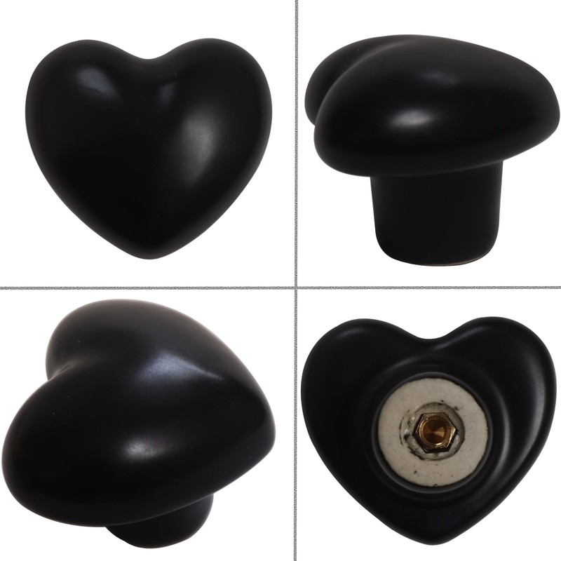 Perphin Ceramic Drawer Knobs Heart Shape Cabinet Dresser Pulls Handles