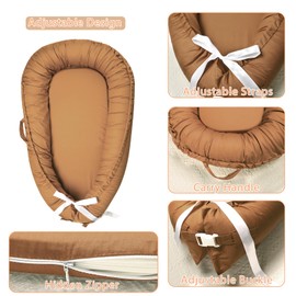 Hooyax Baby Lounger Cover Only, 100% Cotton Newborn Nest Cover, Soft Portable Baby Nest Replacement Cover for Boys Girls, Breathable Infant Lounger Covers, Baby Essential (Brown)