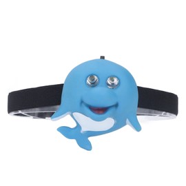 Kids Headlamp Blue Dolphin Shape Plastic 2 Lighting Modes Portable Battery Powered Headlight Cute Animal LED, Hands Flashlights