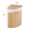 Giantex Corner Laundry Hamper with Lid, Bamboo Laundry Basket with