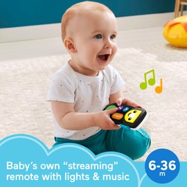 Fisher-Price Laugh & Learn Stream & Learn Remote, Electronic Pretend TV Remote Toy with Lights and Educational Content for Infants and Toddlers