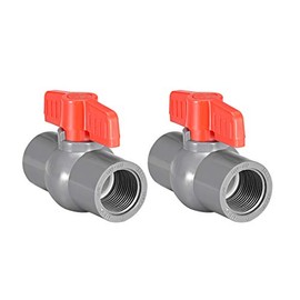 sourcing map PVC Ball Valve Water Pipe Threaded End G3/4 Inner Diameter Red Grey Pack of 2