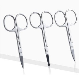 3-Piece Set of Curved Safety Stainless Steel Nose Hair & Beauty Scissors 1028-1 Regular 9ea