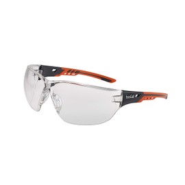 Bollé Safety NESSPPSI, Ness+ Safety Glasses Platinum®, Black Orange Frame, Clear Lenses, Universal