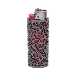 HUMWE Vintage Metal Lighter Case Sleeve Cover Holder with Hollow Pattern Design for BIC Full Size Lighter Type J6 (Black)