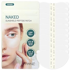 FRANZ Naked Sunshield - Parches solares invisibles con péptidos UV para cara, parches de golf ultrafinos de 0.001 in UPF 50+, ácido hialurónico, cuida