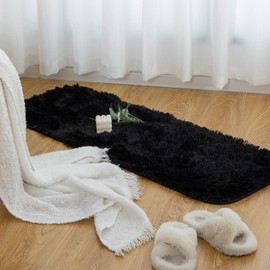 CHOSHOME Bedroom Rugs 4cm Fluffy Thick Area Rugs Living Room Modern Soft Anti-Skid Floor Carpet Rug Shaggy Indoor Plush Shag Rugs for Dormitory Non Shedding Rugs for Front Door (Black,40x120)