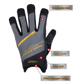 HANDLANDY Level 5 Men's Work Gloves, Cut Resistant Mechanic Gloves, Tear and Abrasion Resistant Safety Gloves for Work (Size M)