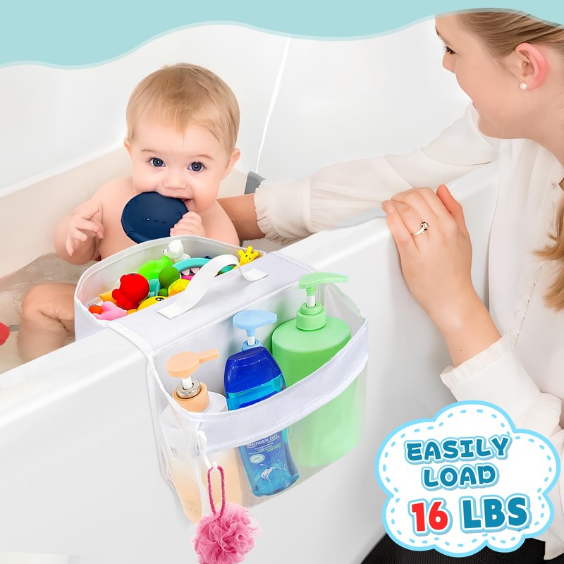 Dreamtop Saddle Shape 2 Compartment Bath Toy Storage Net, Bathroom