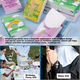 HAIFOTRVA 100 Pcs Bible Tissues Travel Size Bulk,3 Ply Mini Pocket Tissues Travel Packs Bulk with Bible Verse 400 Sheet Small Individual Christian Tissue for Church,Homeless Gifts,Wedding(Mixed Color)