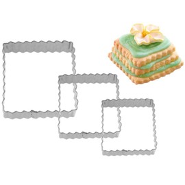 Westmark Terrassenkeks-Ausstechformen-Set Quadrat, Gewellte Kanten, 3-teilig, Größen: ø 4,5,6 cm, Rostfreier Edelstahl, Quadrat gewellt, Silber, 35272291
