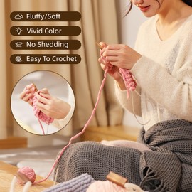 6 Pack Plush Chenille Chunky Yarn for Crocheting 100g(54.6yd) - Bulky Thick Fluffy Yarn for Knitting- Soft Velvet for Baby, Blanket Knitting Blanket Yarns- Amigurumi Yarns (A)