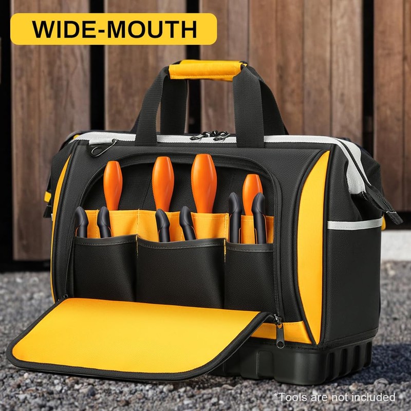 WINHUNT Tool Bag, Multi-Pocket Storage with Shoulder Strap, Black and