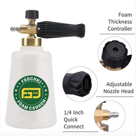 FGDCHNJ Pressure Washer Foam Cannon for Car Wash, Snow Foam Lance, 1/4” Quick Connect, 1.5L Big Bottle, 3600 PSI Heavy Duty