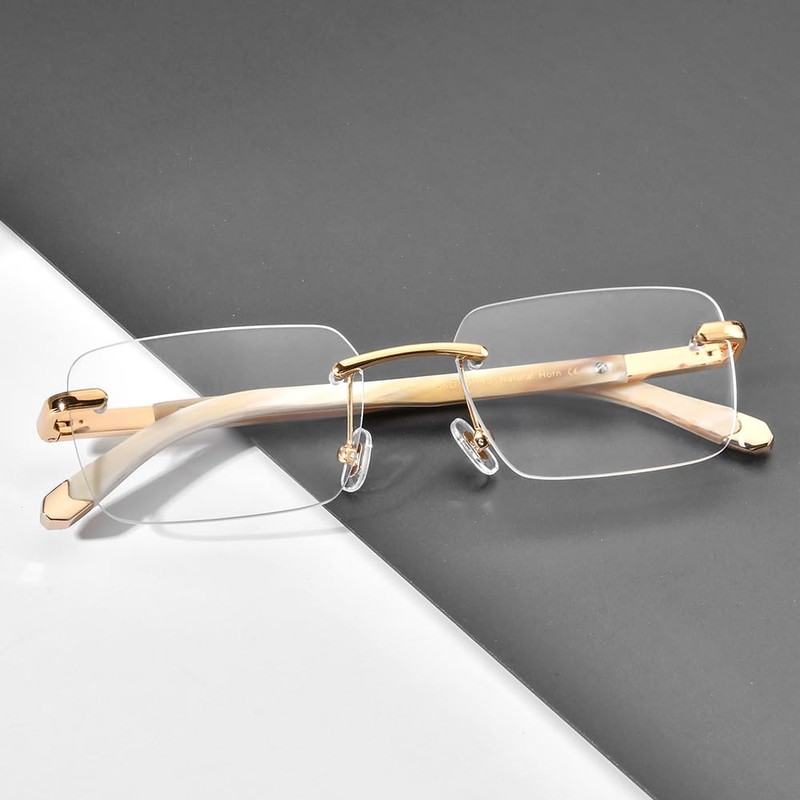 HEPIDEM 100% Really Buffalo Horn Handmade Glasses Frame Square Rimless