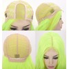 LEMEIZ LEMEIZ-070 Neon Green Curly Long Synthetic Wig with Middle