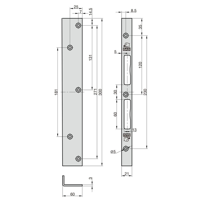 BASI Repair Angle Strike Plate for Interior Doors Room Doors