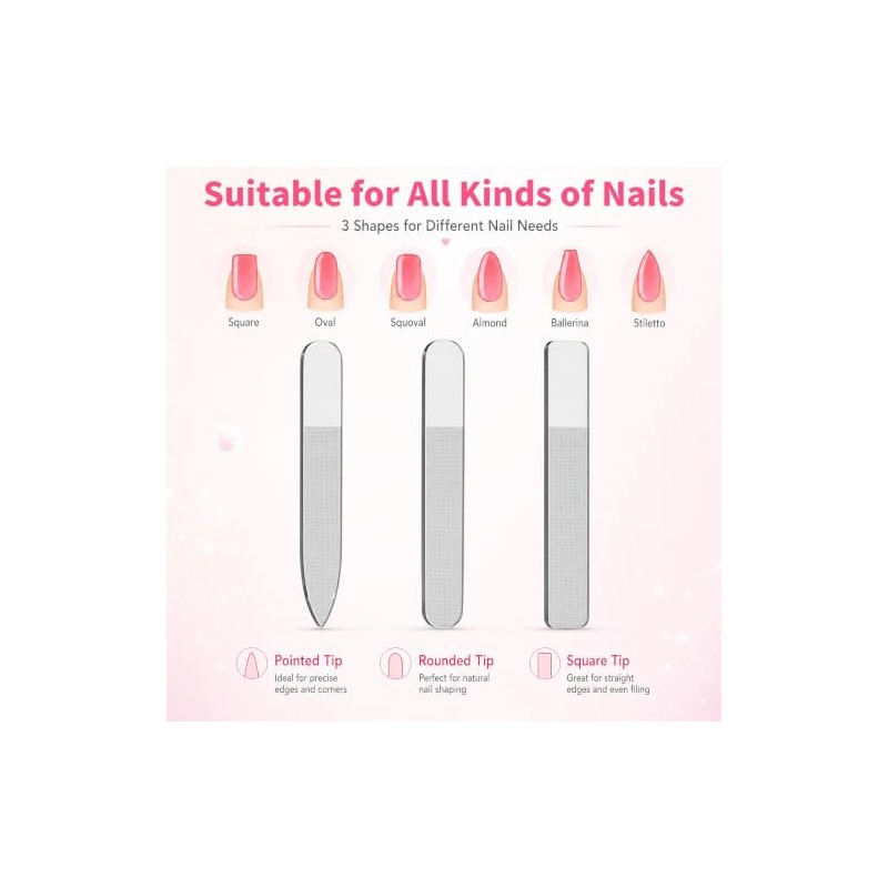 Derlaier Nano Glass Nail File 3 Pack, Professional Manicure Pedicure