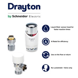 Drayton TRV4 Classic Angled Thermostatic Radiator Valve TRV 07 05 150 White Chrome 15mm x 1/2" Radiator Thermostat Valve