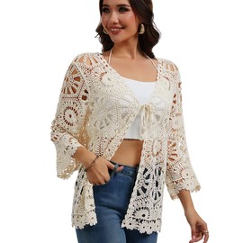 Women's Kimono Batwing Cable Knitted Slouchy Oversized Wrap Cardigan Shawl Sweater, Beige-fg02, One Size