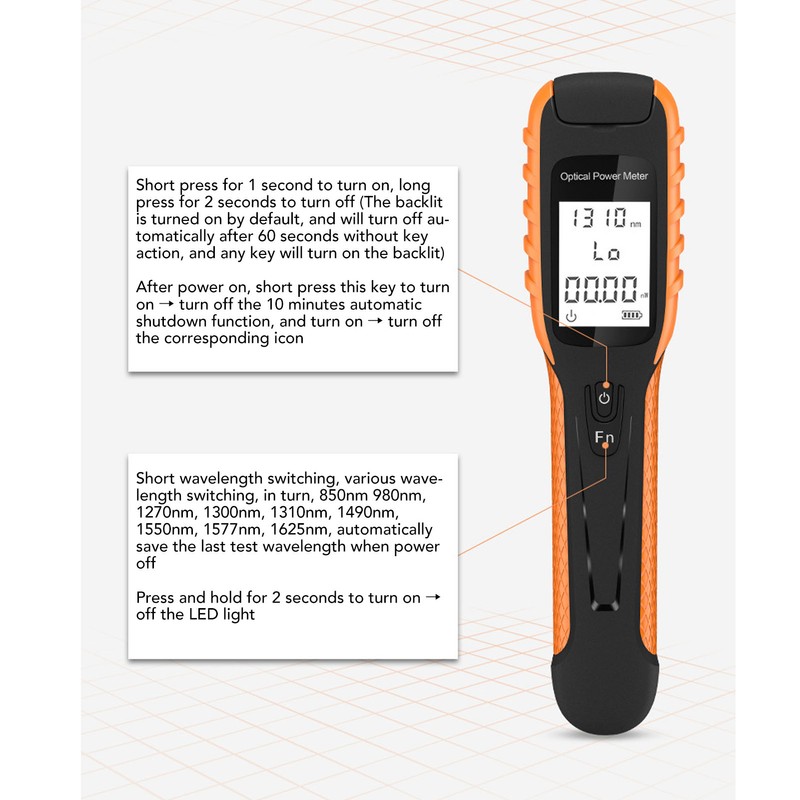 Optical Fiber Power Meter ‑70 To +6dBm Support SC FC