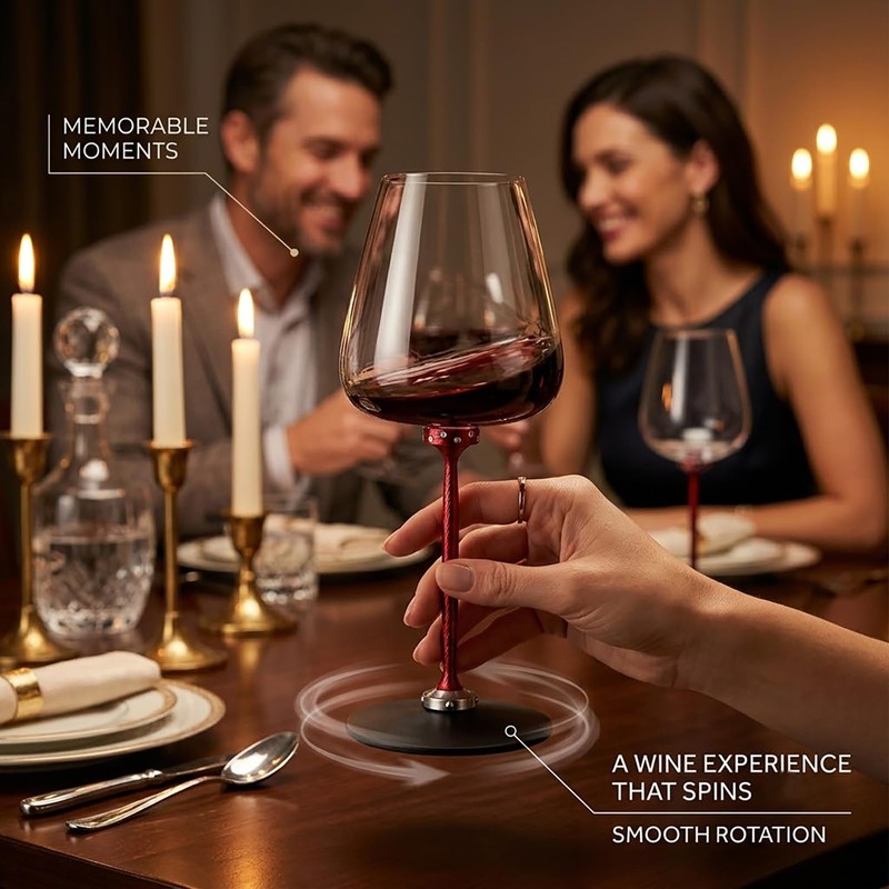DXMGTSLP Unique Spinning Wine Glass, 16.9 oz Crystal Wine Glass