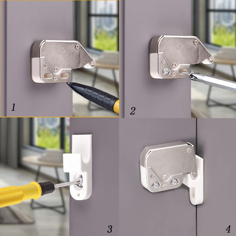 Srup Pack of 4 Spring Catch Mini Push Lock Automatic