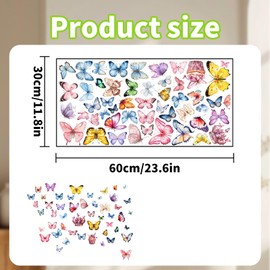 Watercolor Butterfly Wall Stickers Colorful Butterflies&Crown Peel Stick, Reusable Stick Butterflies Wall Art Stickers Removable Wall Decor for Girl Bedroom Living Room Art Murals Decorations