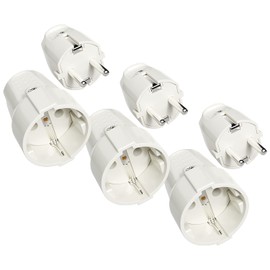 ABSINA 3x Schuko Plug and Coupling 230 V - PVC Schuko Plug Schuko Coupling with Strain Relief, 2-Pole, 230 V, 16 A & 3.7 kW - IP20 Protective Contact Plug & Schuko Coupling White for Indoor Use