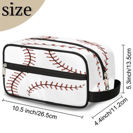LLCXCSI Boys Travel Toiletry Bag, Kids Waterproof Hanging Dopp Kit, White Baseball Wash Bag with Large Capacity for Travel, Sports, Shower