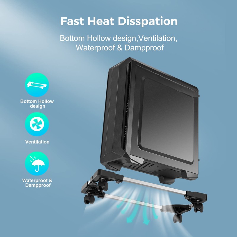 Hmseng Computer Tower Stand,Hmseng Adjustable Mobile CPU Stand with 4
