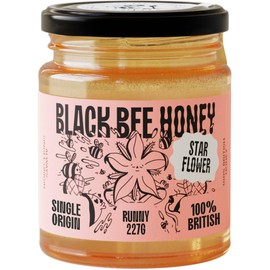 Black Bee Honey : Starflower Honey - Pure and Natural, Single-Origin British/UK Honey (227g Glass jar)