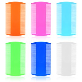 Ymapinc 6Pcs Double Sided Fine Tooth Lice Comb, Flea Tick Comb for Dandruff Removal, Adults Pet Dogs Kitten Cats(Plastic, 6 Colors)