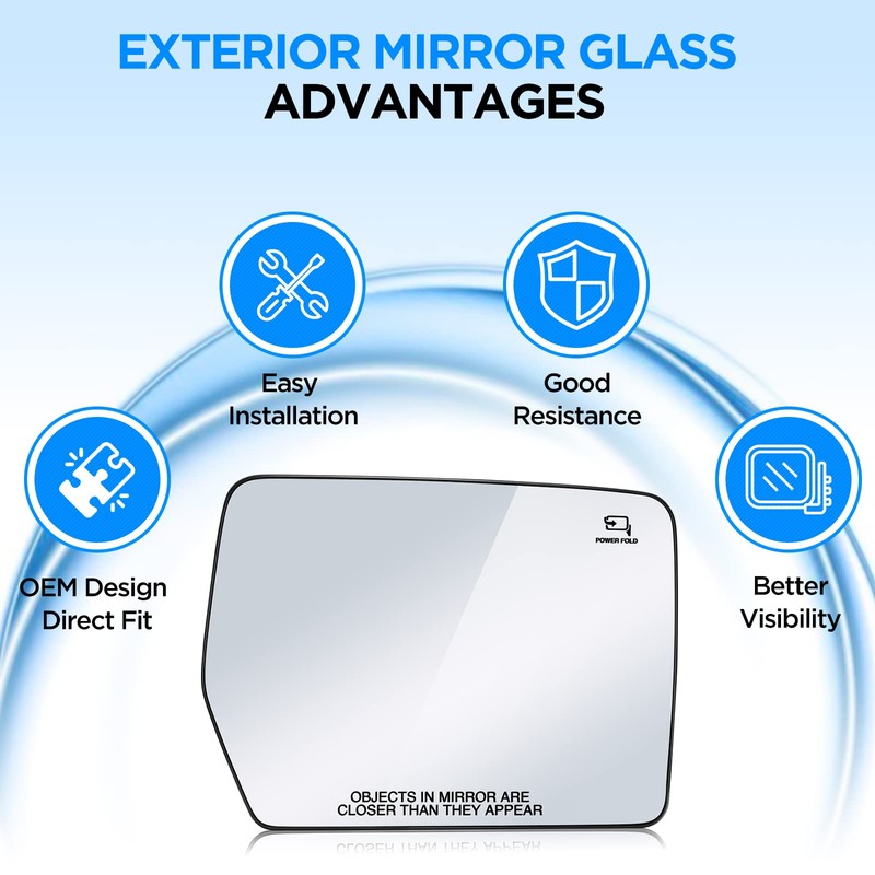 BDFHYK Passenger Right Side Heated Mirror Glass Compatible with F150