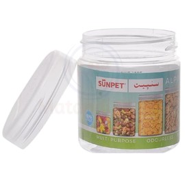 (Pack of 12) Sunpet 2000ml Alpine Jars with Spoon AJ2000 Plastic Storage Round Pet Jars with Airtight transparent Screw Top Lids Clear Storage Containers