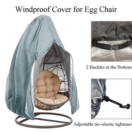 【Upgraded】Patio Egg Chair Covers with Zipper, Wicker Egg Swing Chair Covers, Waterproof Heavy Duty Weather Resisatnt Outdoor Chair Cover, Windproof Hanging Chair Cover, 75" x 45", Grey, 1 Pack