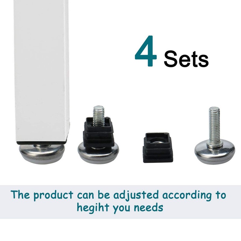 sourcingmap Adjustable Feet 20 x 20mm Inserts Furniture Table Glide