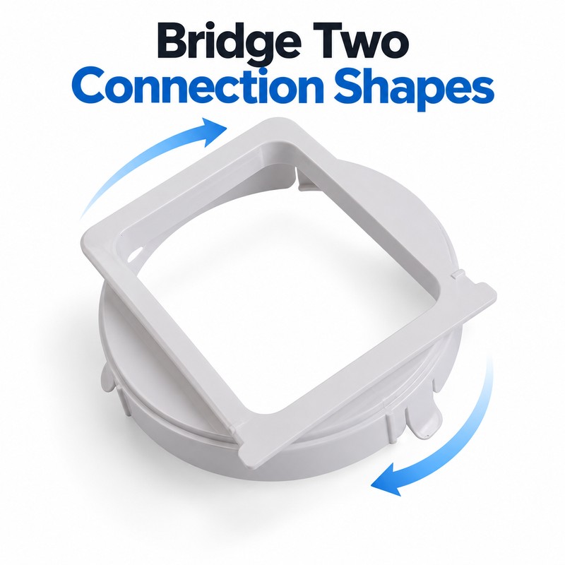 Portable Air Conditioner Exhaust Hose Adapter – White Square-to-Round Connector