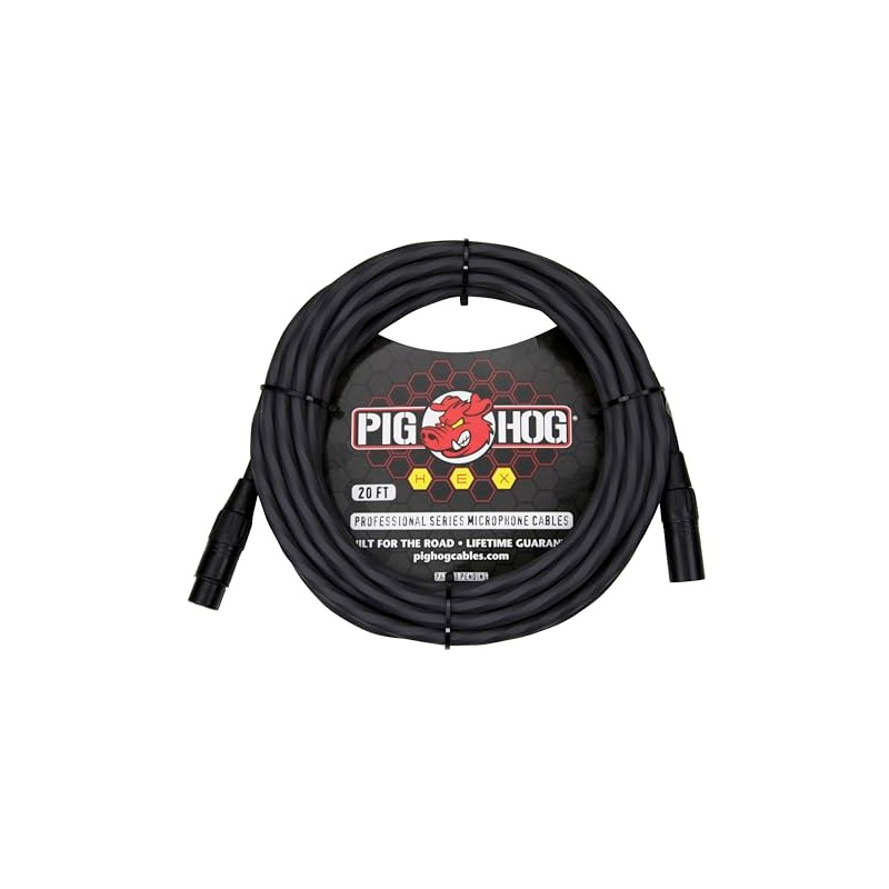 Pig Hog Hex Series Microphone Cable (XLR), 20-Foot, Grey