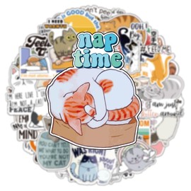 Humorous Cat Sayings Decals | Cute Cat Stickers | Hilarious Funny Cat Memes | Positive Vinyl Stickers for Water Bottles, Planner, Scrapbook