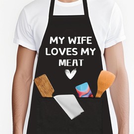 DHQH Kitchen Apron for Men with Pockets, Husband Birthday Gift for Him, Father’s Day Gifts for Men from Wife, BBQ Chef Aprons for Brother Dad Hubby