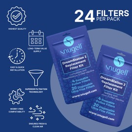 Snugell Dreamstation 2 CPAP Filter Kit – Universal Replacement Filters Compatible with Respironics CPAP Machines for Optimal Air Quality (B1491)