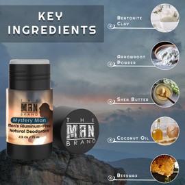 The Man Brand's Mystery Man Natural Deodorant for men - Mens Aluminum Free Deodorant - Natural Deodorant Baking Soda Free - All Natural Deodorant for Men (Mystery Man - 2.5 oz)
