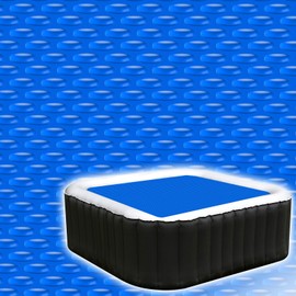 Kakolvan Solar Bubble Hot Tub Spa Cover for 5.4 x 5.4 FT Square Inflatable Swimming Pool Blanket Thermal Floating Insulation 16 Mil Bubble Solar Covers for Indoor Outdoor Spa Hot Tub Wrap Covers