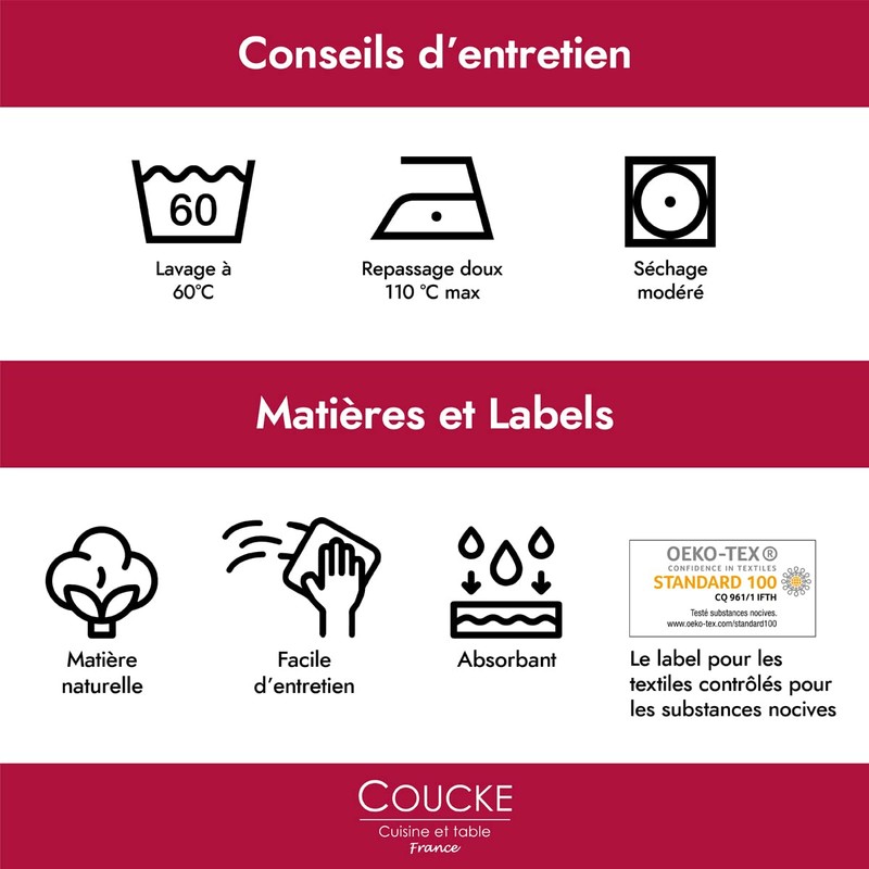 Coucke Square Terry Cloth Printed Cotton 50 x 50 cm