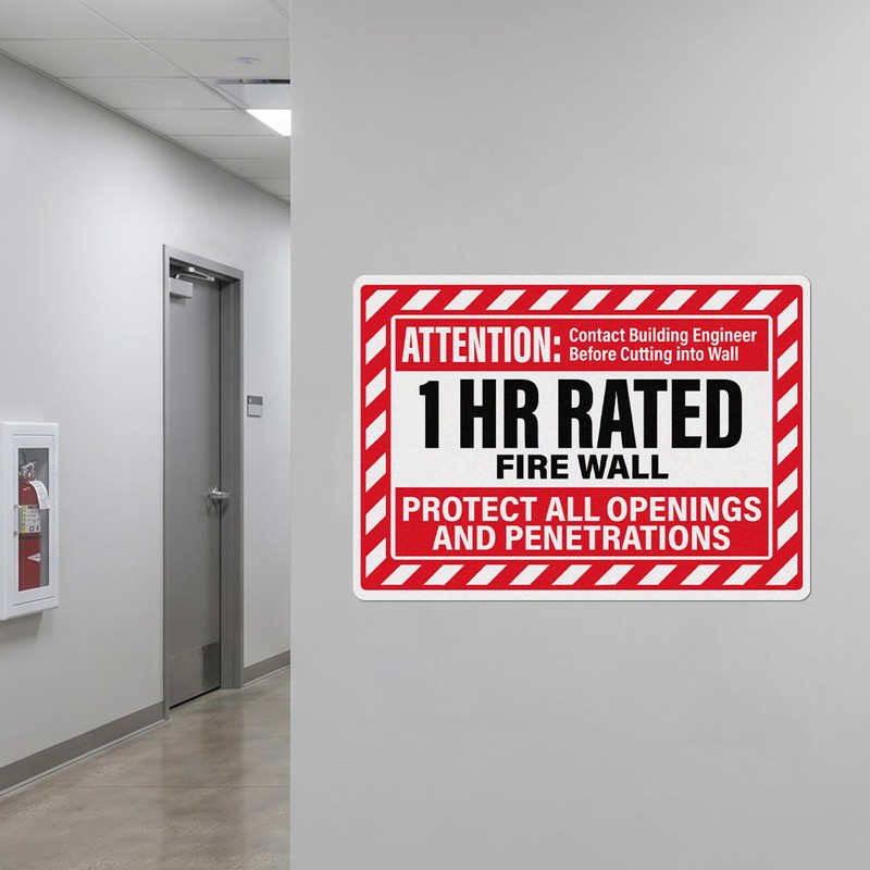 Anobell 1 Hour Fire Wall Sign, 10 x 14 Inch