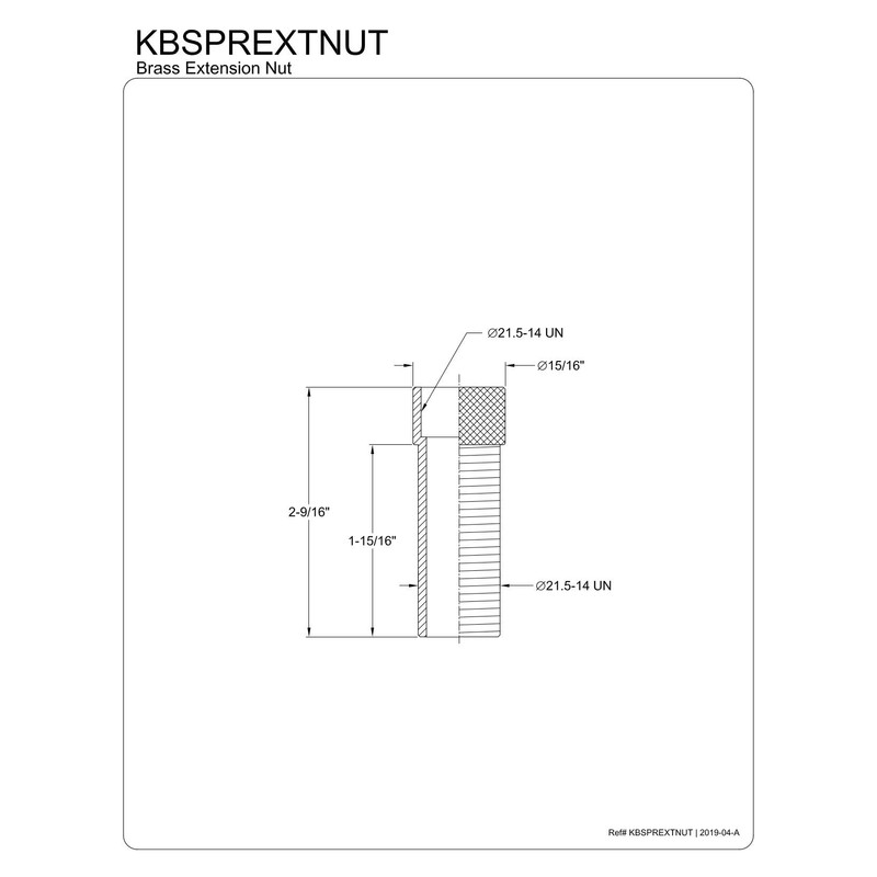 Kingston Brass KBSPREXTNUT Adapter - Brass Extension Nut for KBSPR1,2,3,5,6,8,