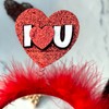 Valentine's Day Headband Red Heart Sequins Glitter Hair Band I