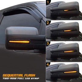 RUXIFEY - Reflector de espejo lateral secuencial con retroceso LED de luz intermitente ahumada compatible con Ford F150 de 2009 a 2014